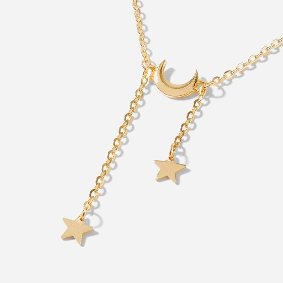 Gold Moon and Stars Necklace. - Picture 2 of 3
